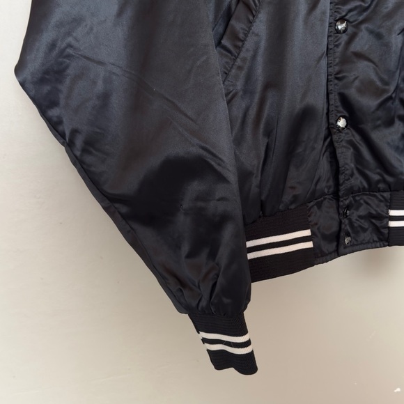 Vintage Black Satin Bomber Jacket Embroidered Dusty’s Barn Dance Gramps - Picture 9 of 12